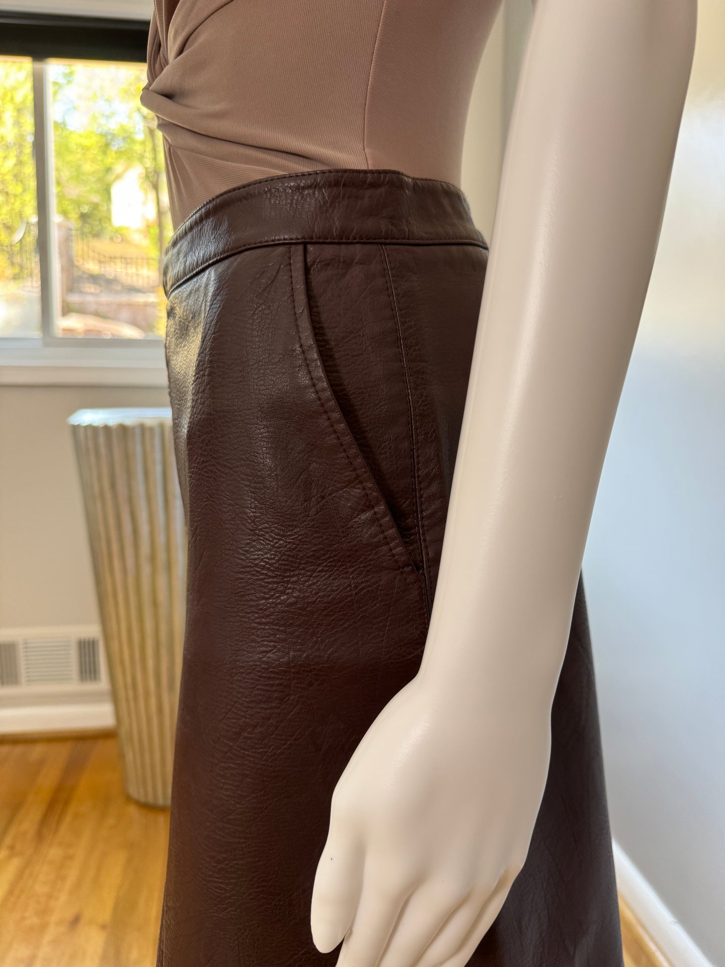 ZARA - Brown Faux Leather Mini Skirt