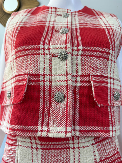 Zara - Red Plaid Skirt Set