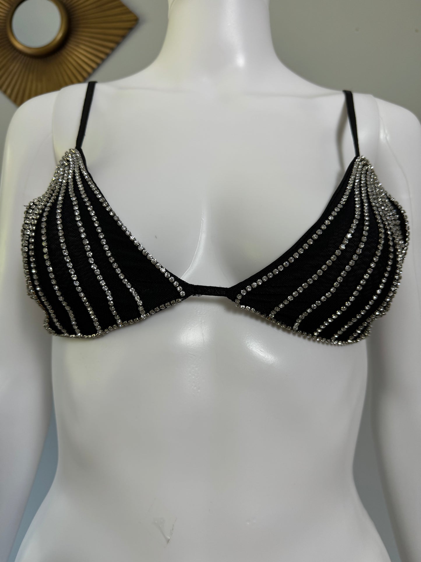 ZARA - Black Rhinestone Tulle Bra Top