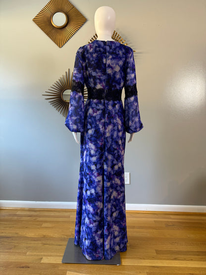 Belle Badgley Mischka - Blue & Purple Maxi Dress w/ Lace Details