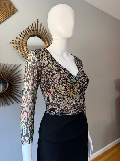 Bebe - Black Floral Mesh Bodysuit