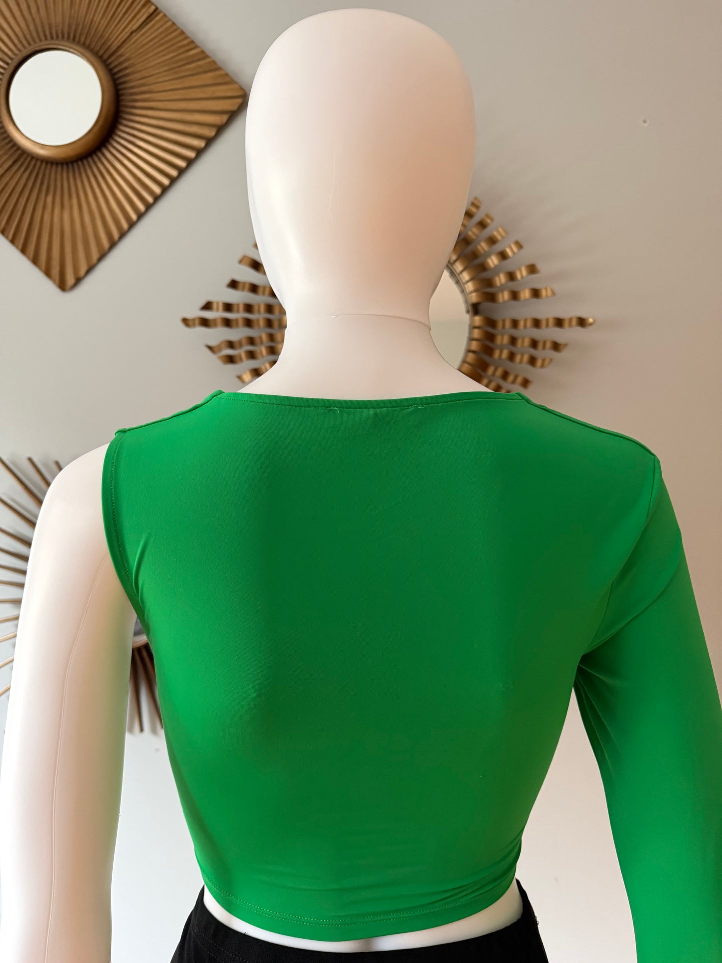 Zara - Green Asymmetric Twist Crop Top