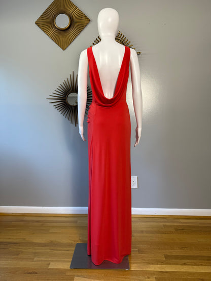 BCBGMaxAzria - Orange Sleeveless Cowl Neck Maxi Gown