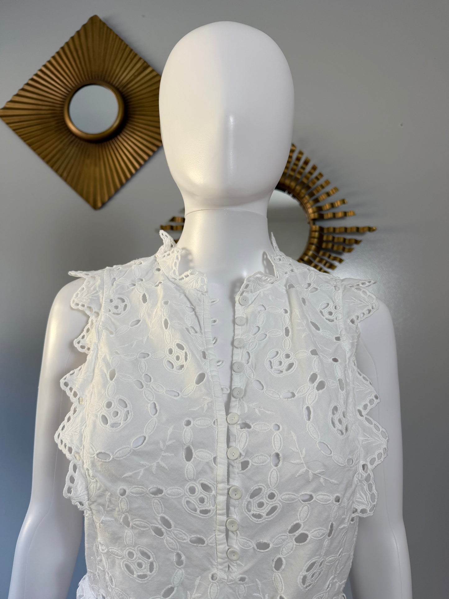 Rebecca Taylor - White Eyelet Cotton Top