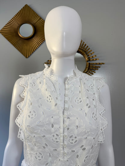 Rebecca Taylor - White Eyelet Cotton Top