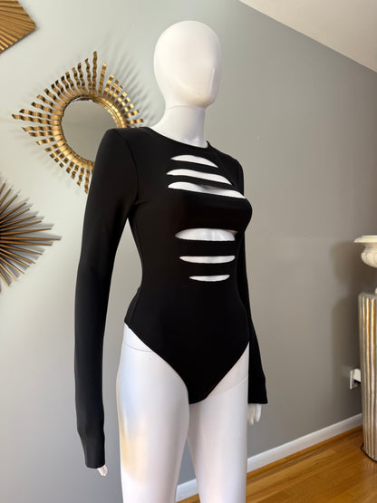 H:OURS - Black Tamika Cut-out Long Sleeve Bodysuit