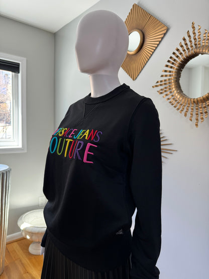 Versace Jeans - Black Crewneck Sweater w/ Multicolor Design