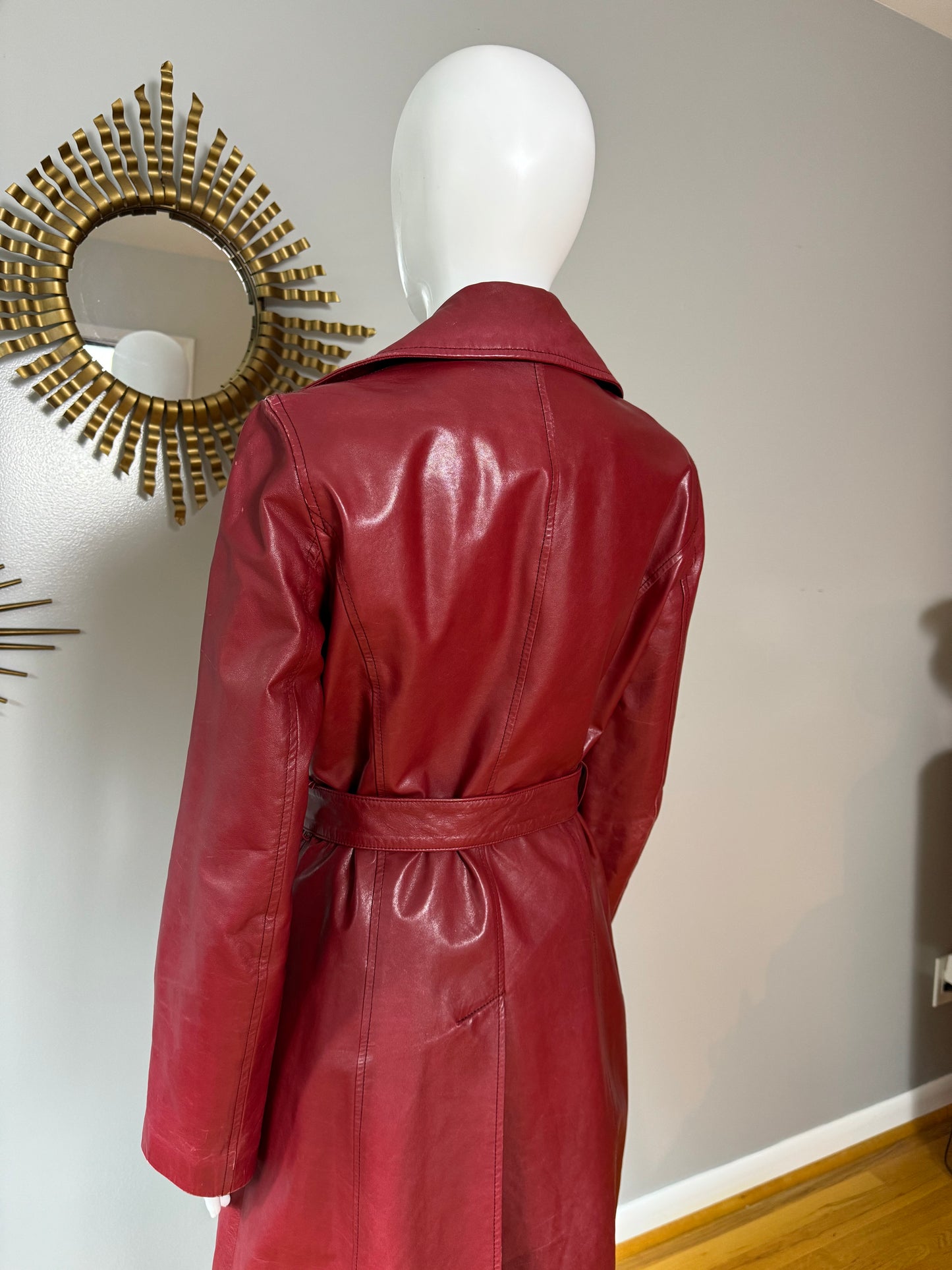 Theory - Burgundy Leather Trench Coat