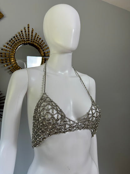 ZARA - Silver Rhinestone Bra Top