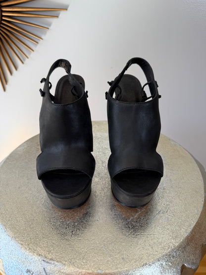 Diesel - Black Leather Platform Sandals