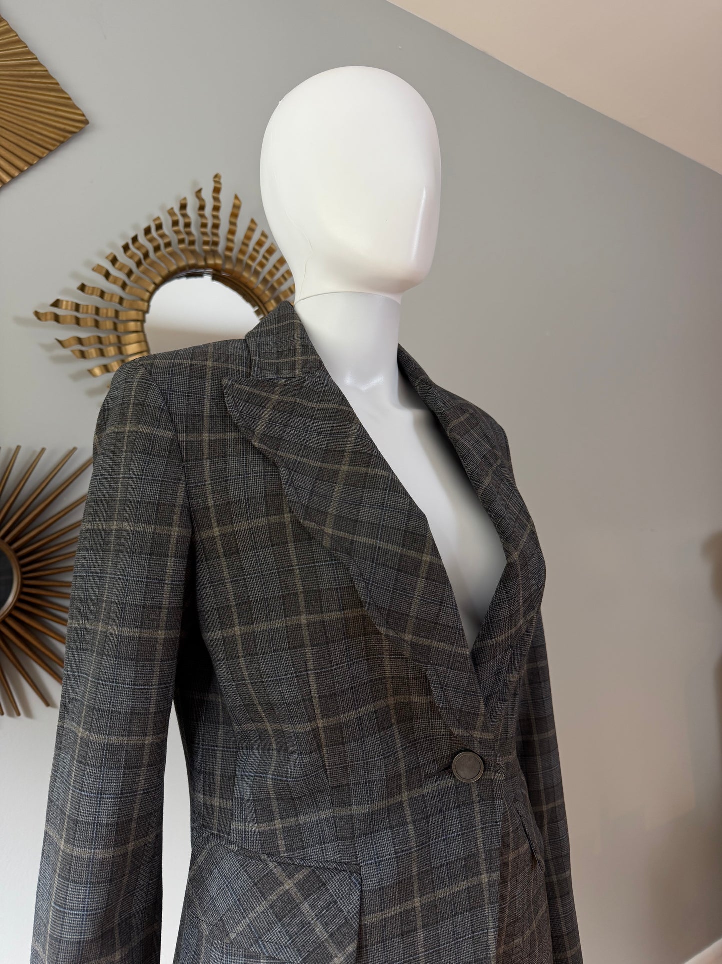 Etcetera - Blue & Grey Plaid Pantsuit