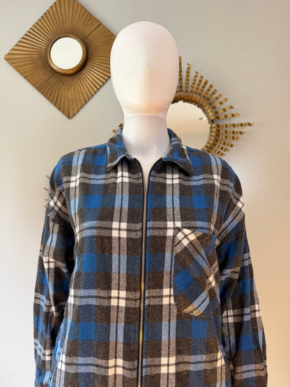 ZARA - Blue Plaid Flannel Tunic Top