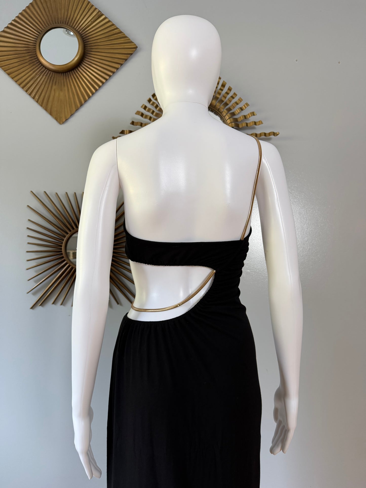WeWoreWhat - Black Snake Chain One Shoulder Dress