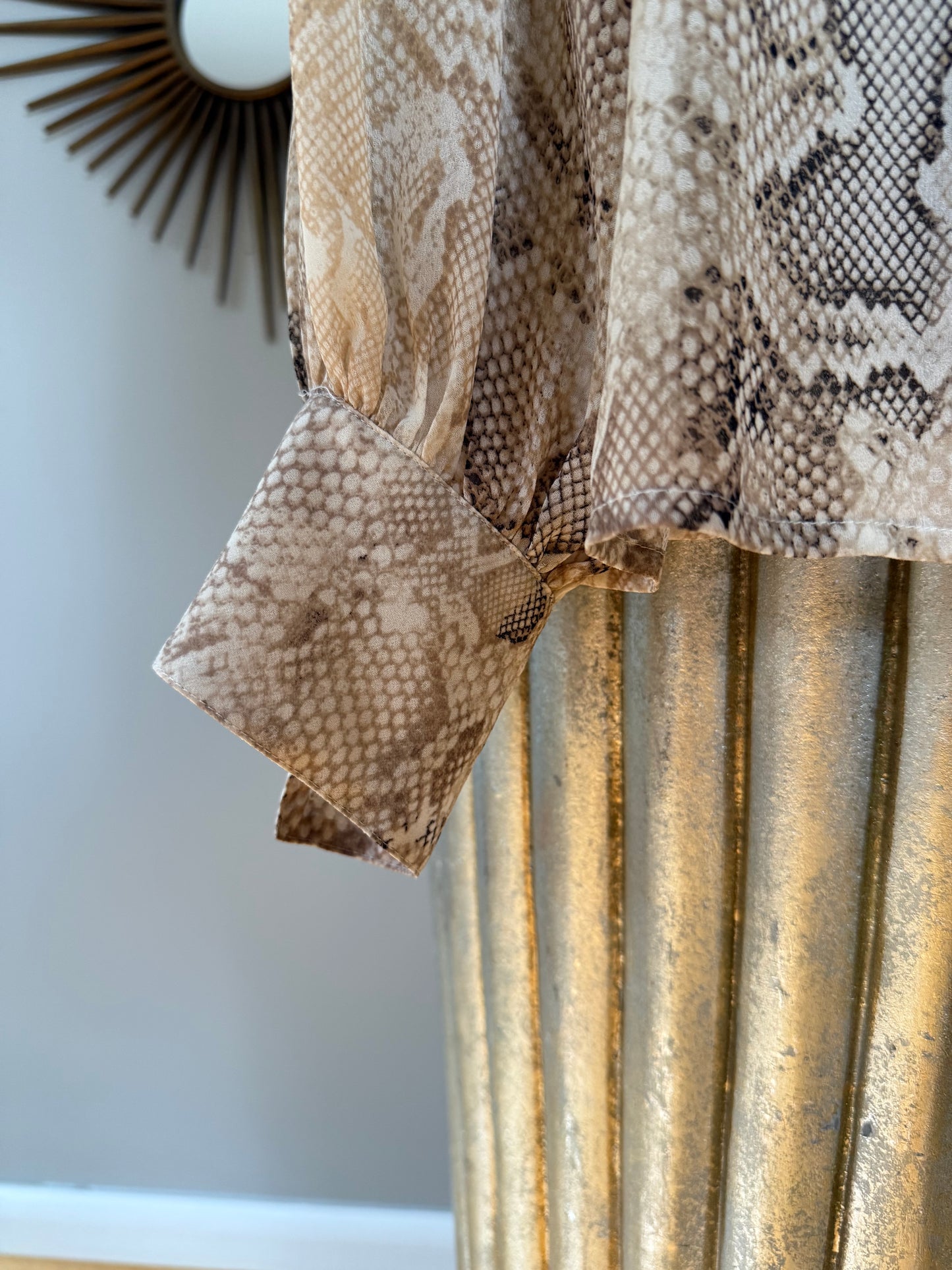 White House Black Market- Tan Python Skin Print Blouse