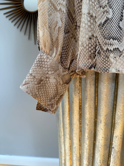 White House Black Market- Tan Python Skin Print Blouse
