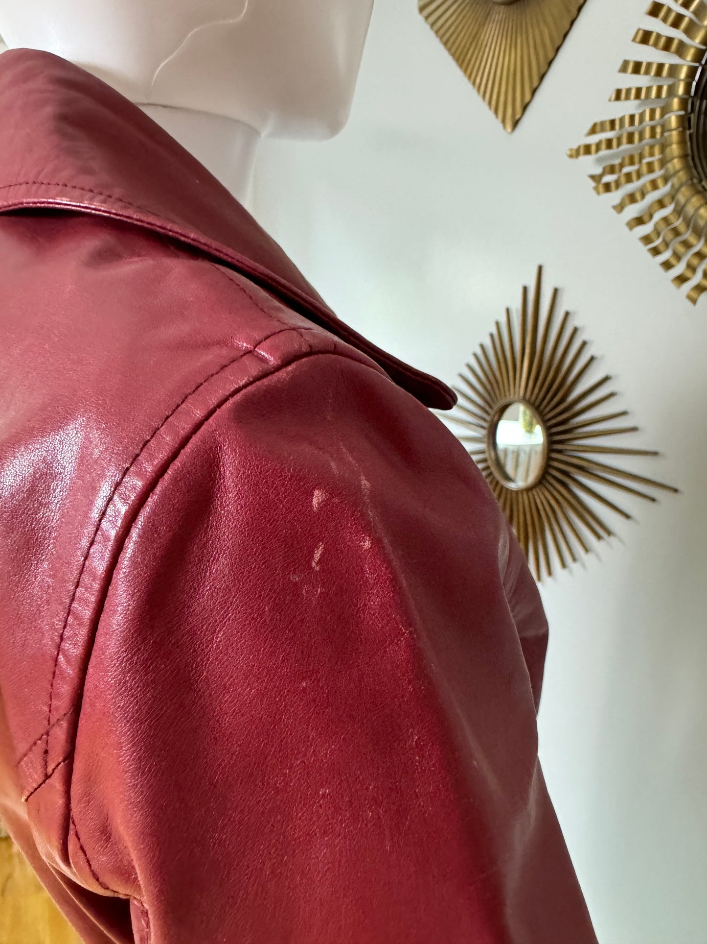 Theory - Burgundy Leather Trench Coat