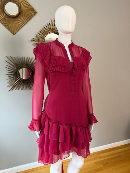 Ted Baker London - Pink Anastai Ruffled Long Sleeve Dress