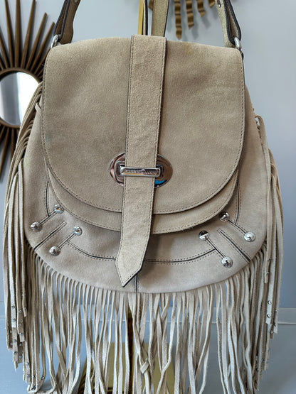 Karen Millen - Tan Suede Fringe Crossbody Bag