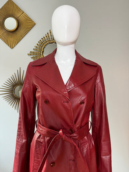 Theory - Burgundy Leather Trench Coat