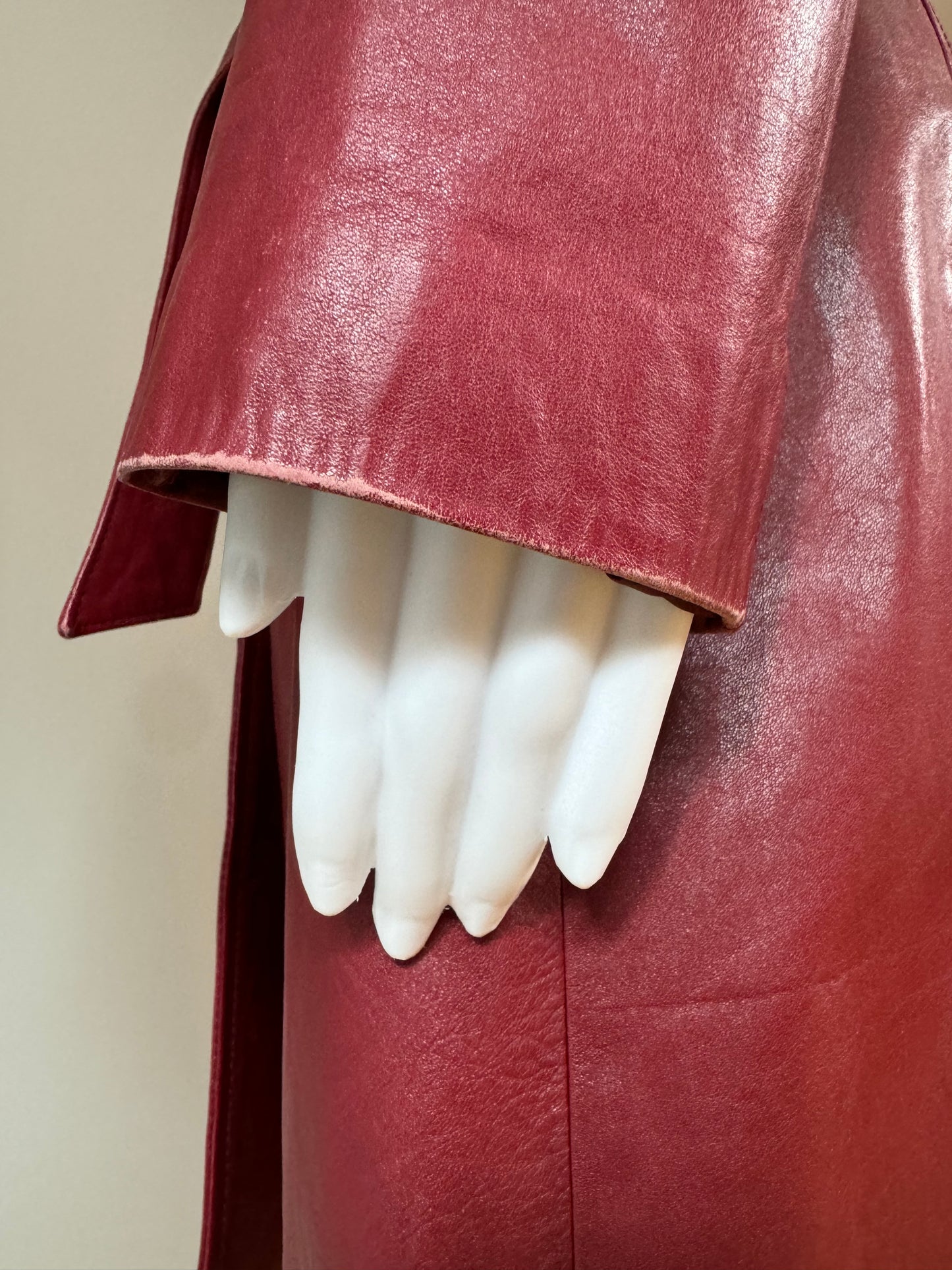 Theory - Burgundy Leather Trench Coat