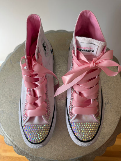 Converse - Hello Kitty White & Pink Bedazzled High Top Sneakers