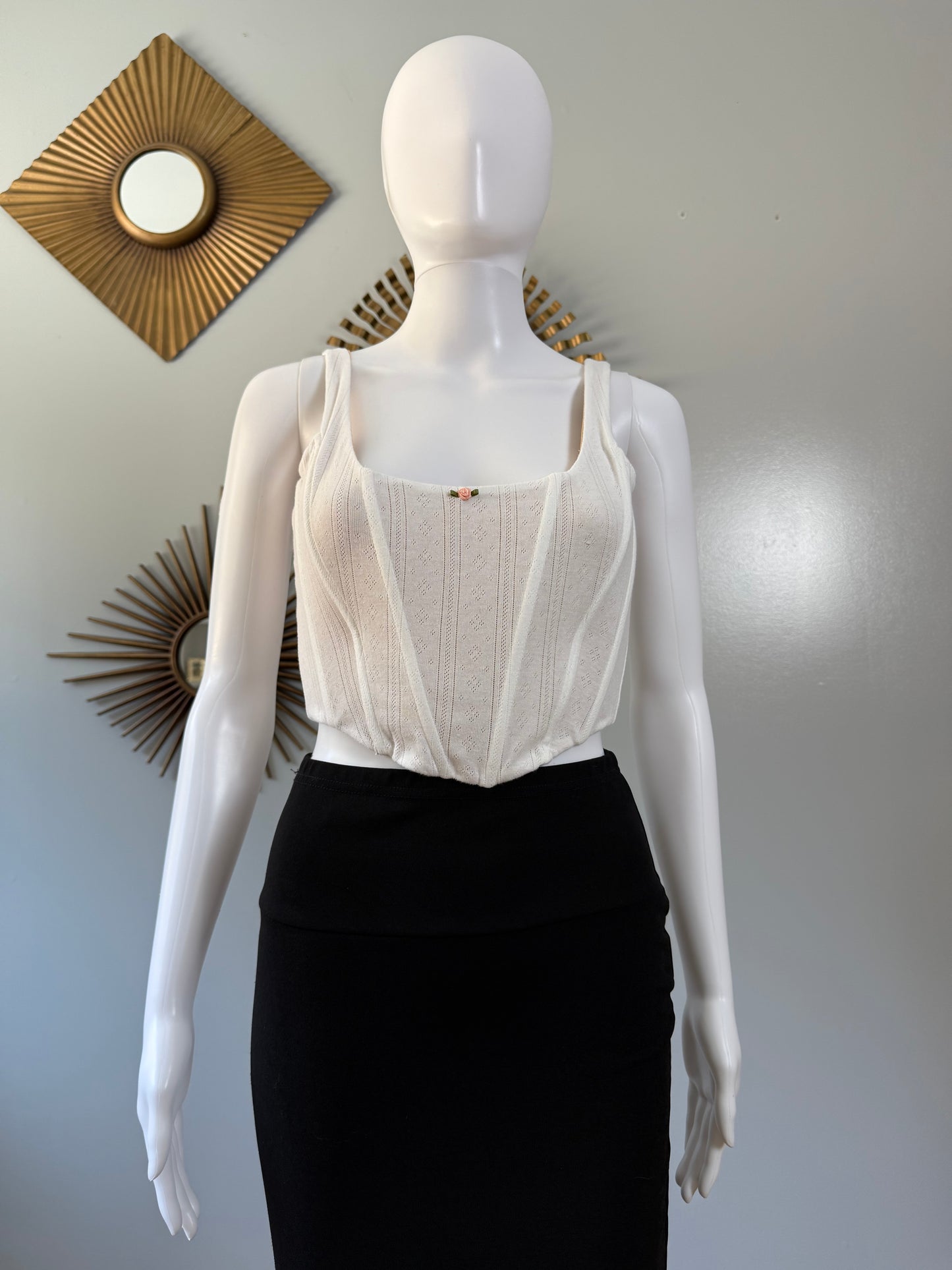 With Jean - White Cindy Corset Top