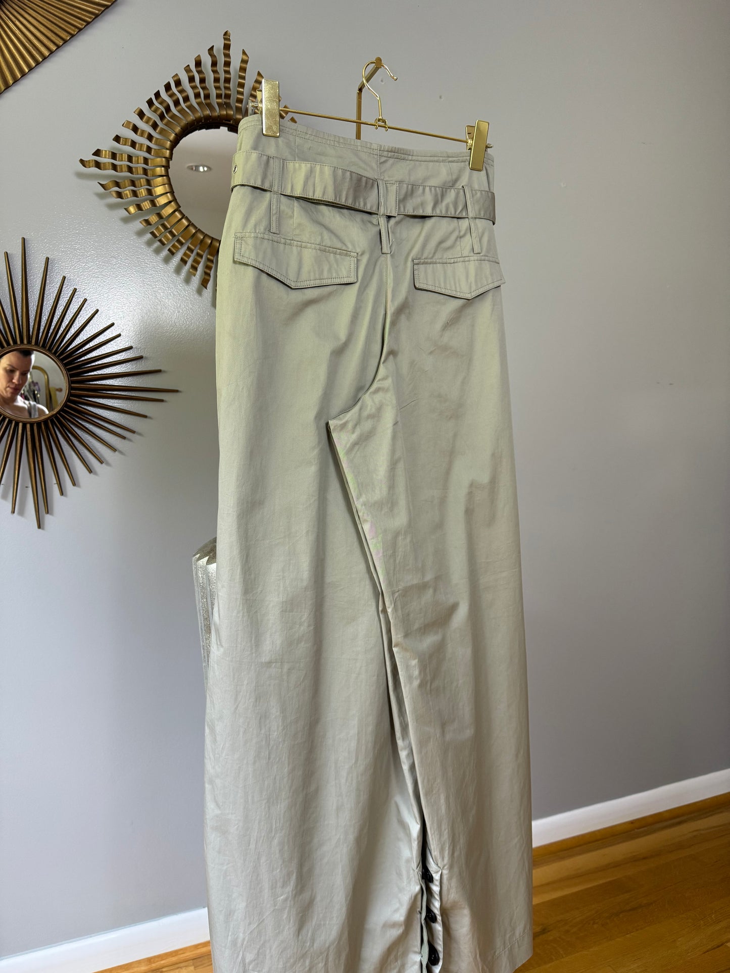 ZARA - Khaki High Waisted Wide Leg Pants With Belt