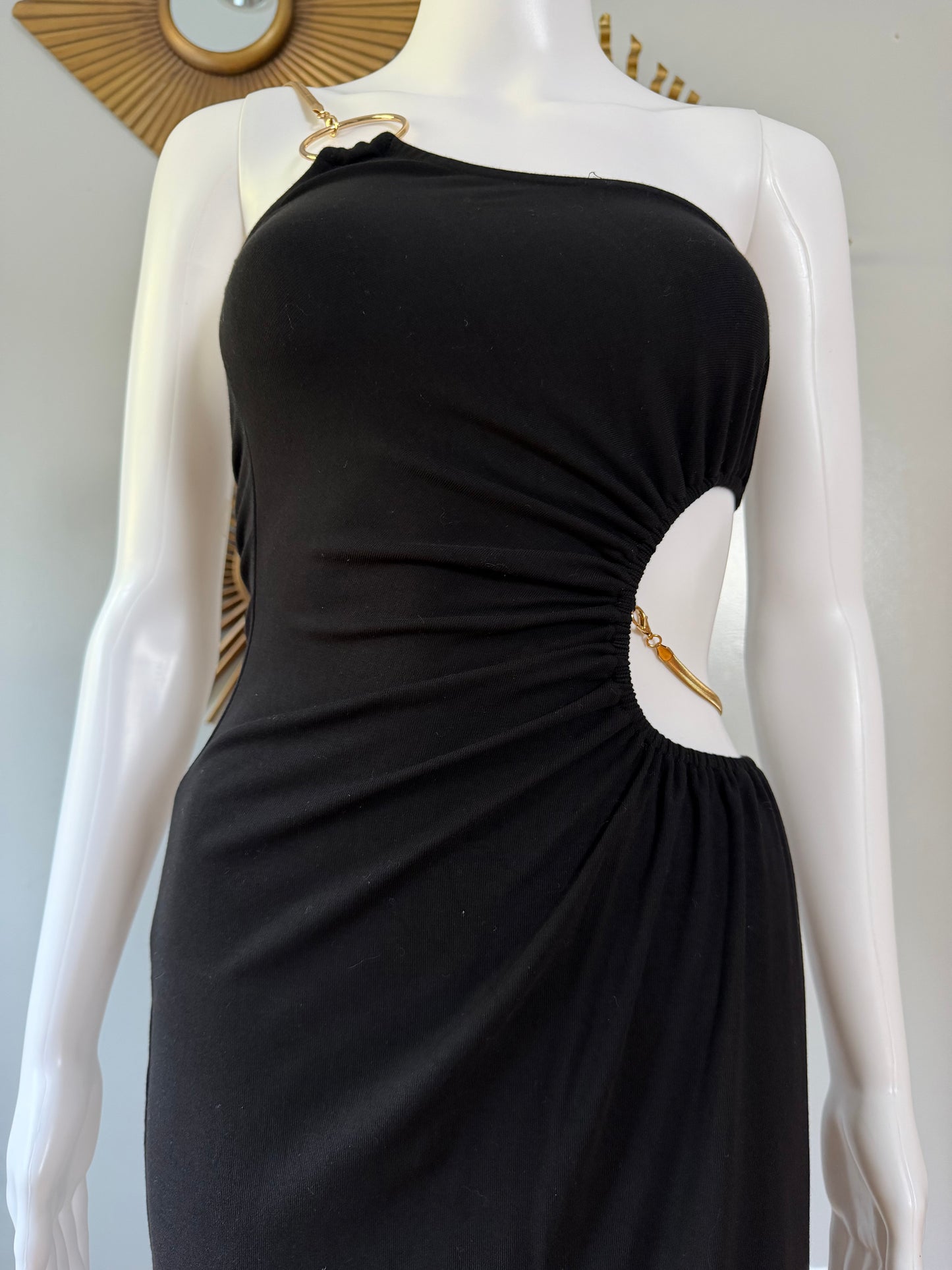 WeWoreWhat - Black Snake Chain One Shoulder Dress