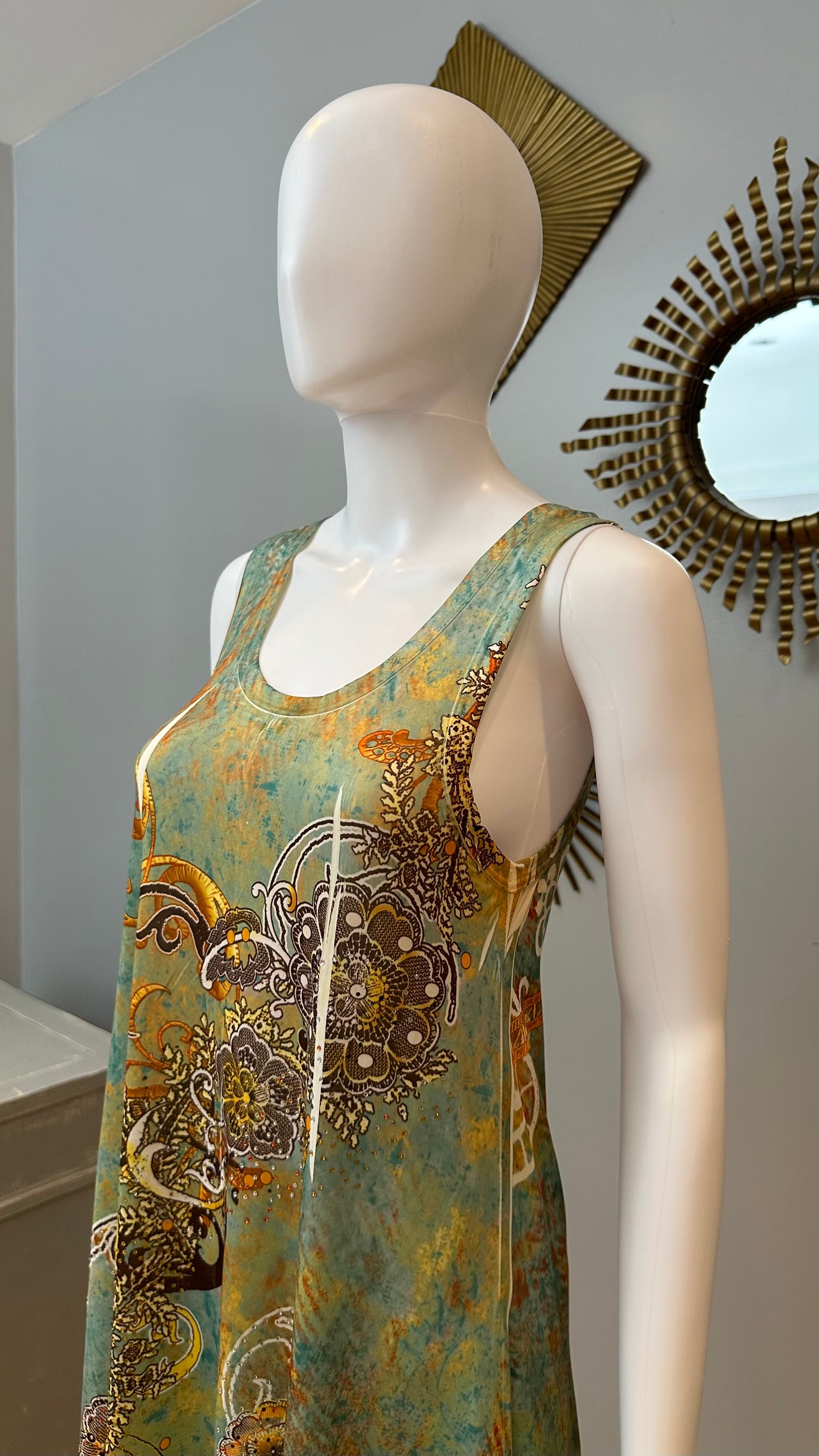 Green Printed High-low Dress