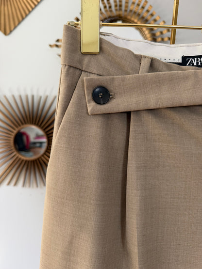 Zara - Tan High Asymmetrical Waist Trousers
