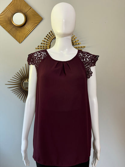 Burgundy Top w/ Lace Details