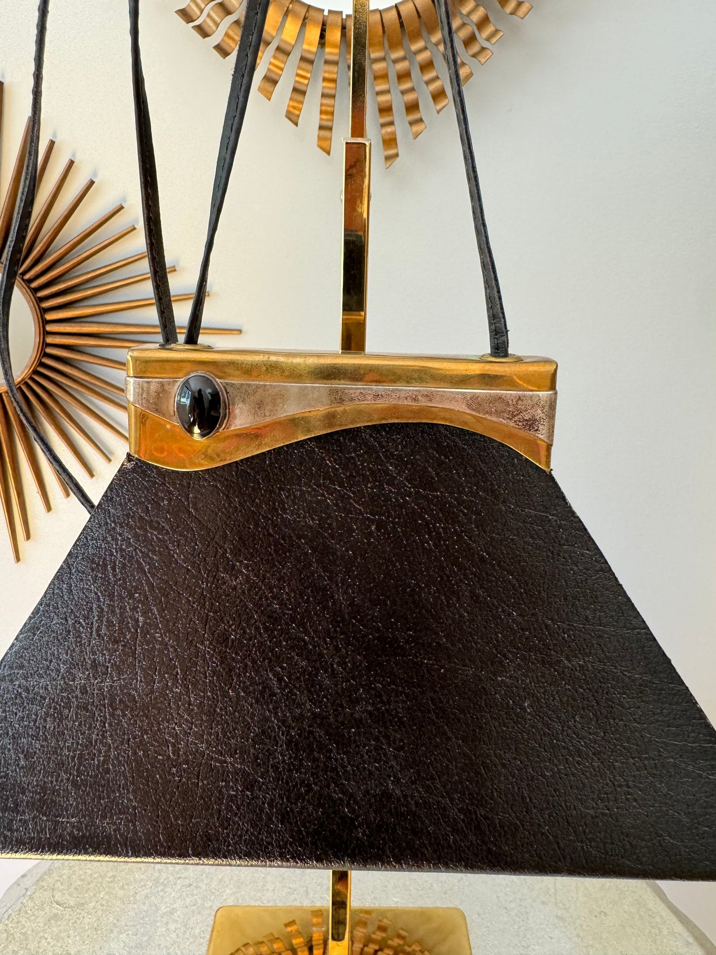 Vintage Black Triangular Leather Bag