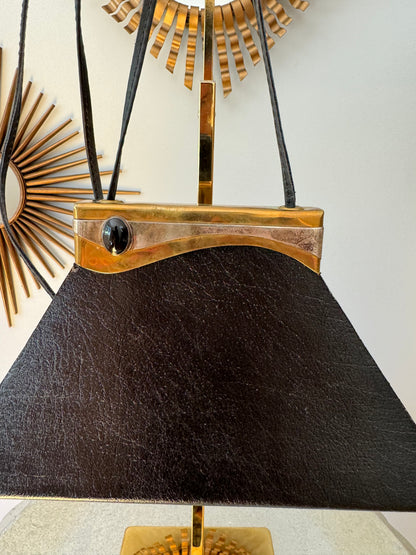 Vintage Black Triangular Leather Bag