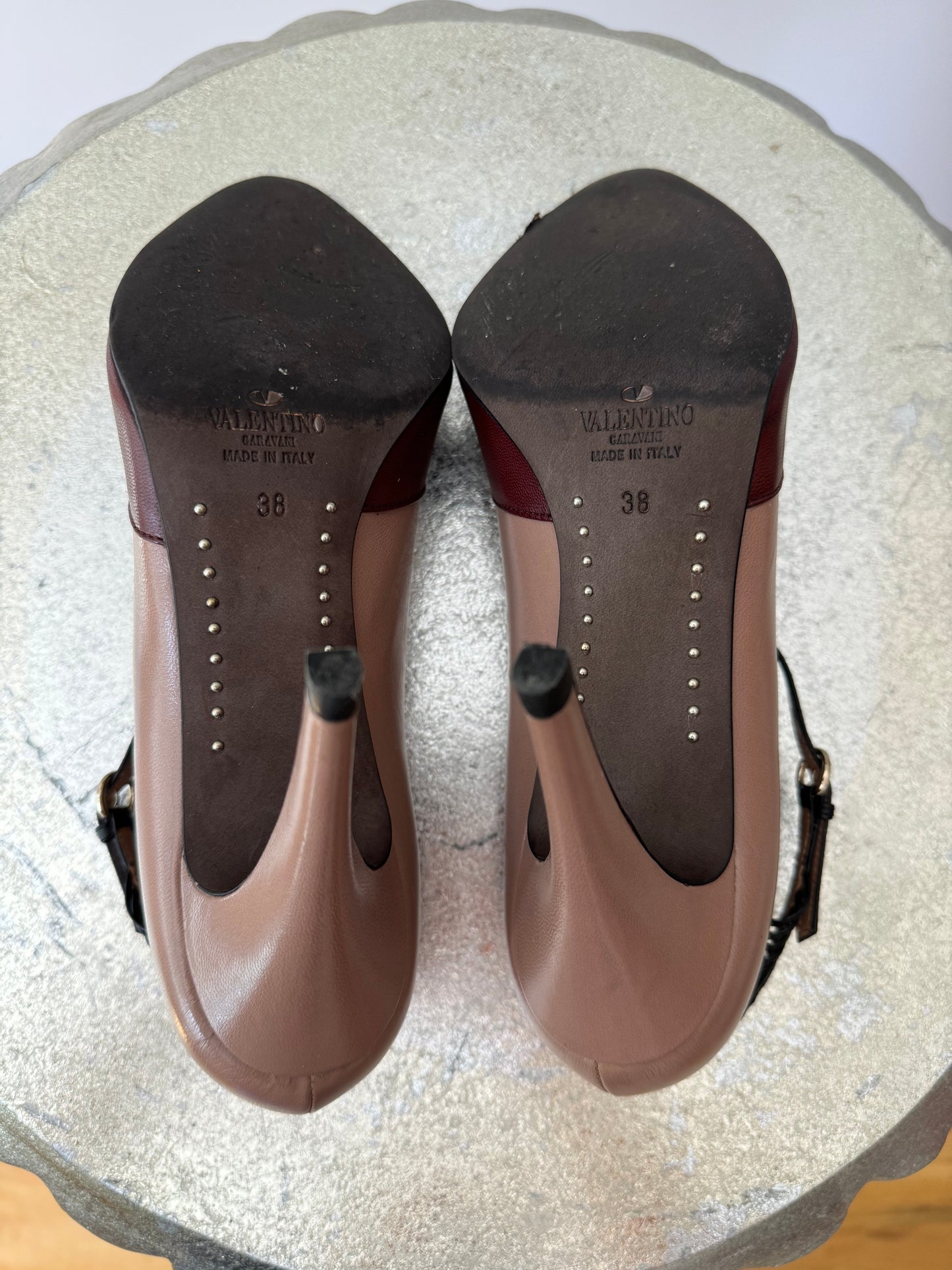 VALENTINO - Burgundy Scarpe Leather D’Orsay Heels