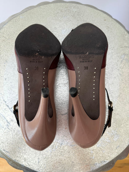 VALENTINO - Burgundy Scarpe Leather D’Orsay Heels