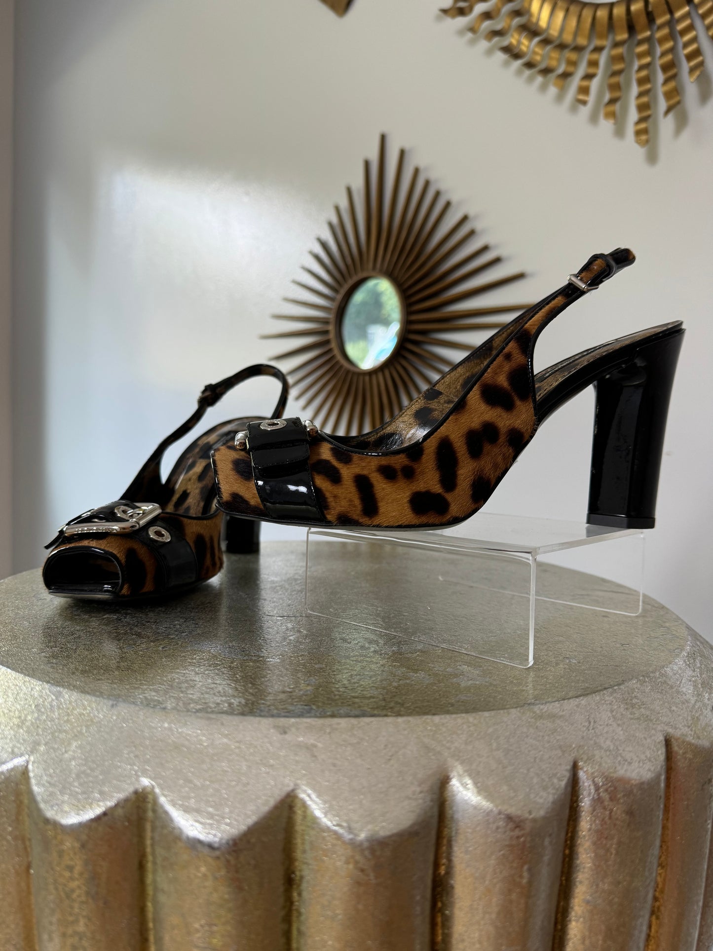 Dolce & Gabbana -  Brown Leopard Slingback Pumps