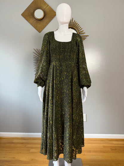 French Connection- Green Aurey Python Maxi Dress