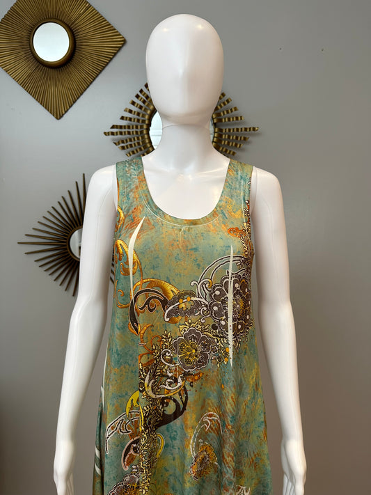 Green Printed High-low Dress