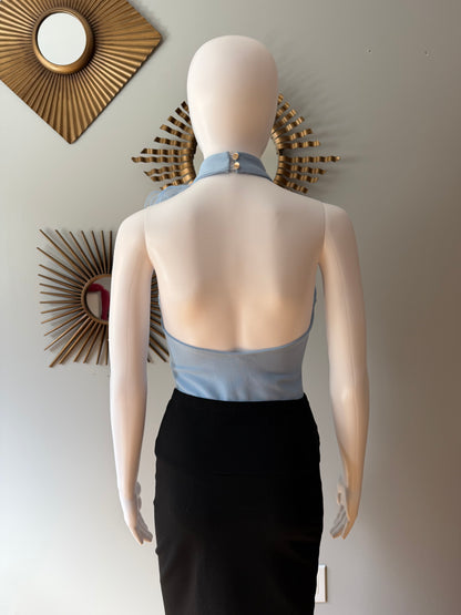 Karen Millen - Blue Tulle Rosette Bodysuit