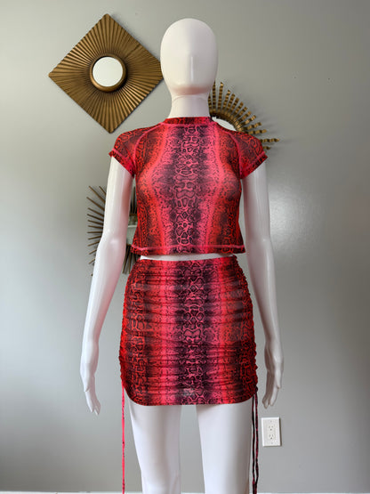 Oh Polly - Orange “Pretty Python” Top & Skirt Set