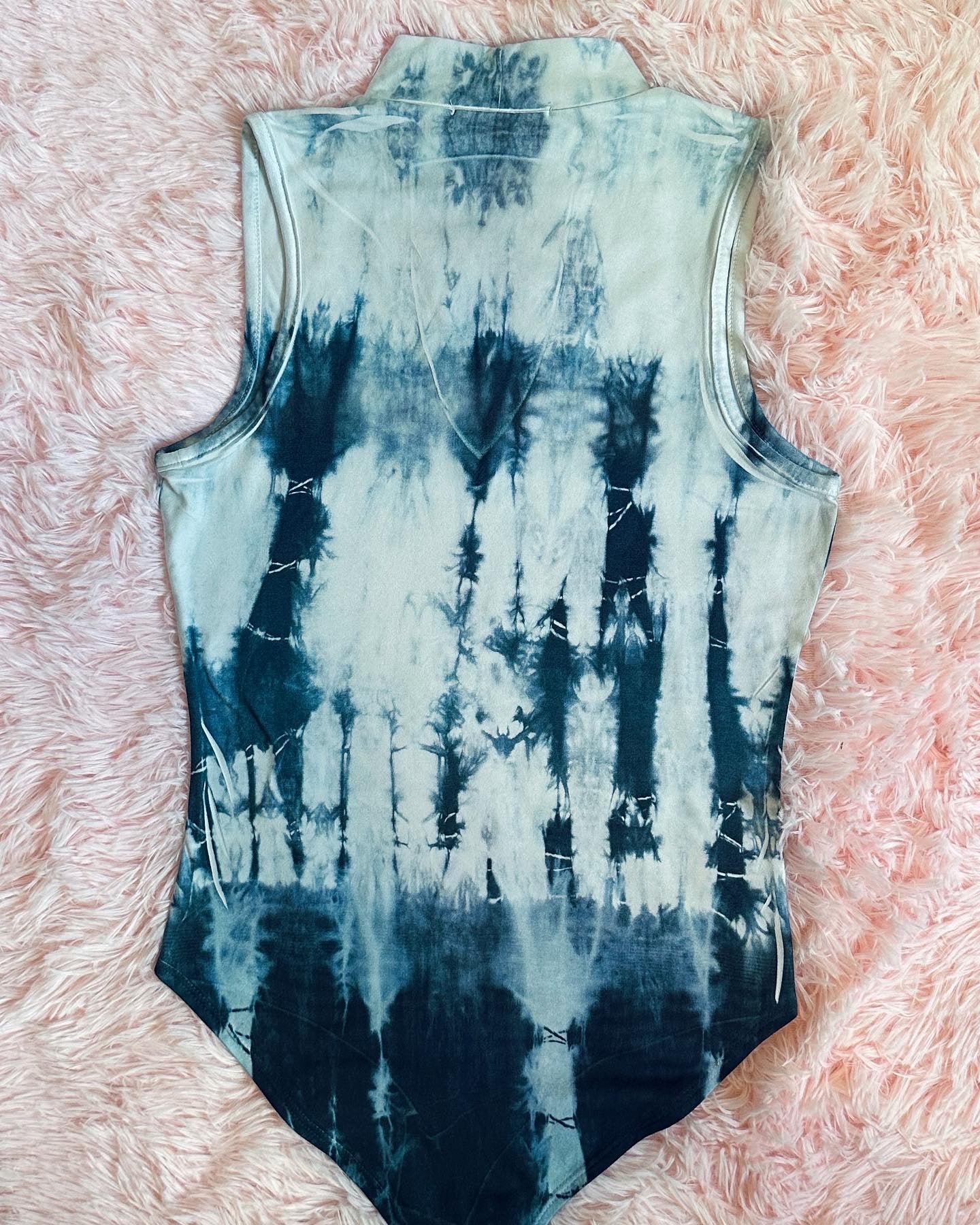 Gaze - Blue Tie-Dye Bodysuit w/ Front Cutout