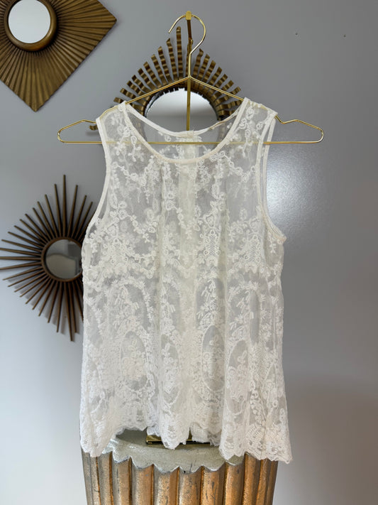 Chloe & Katie - White Lace Boho Top