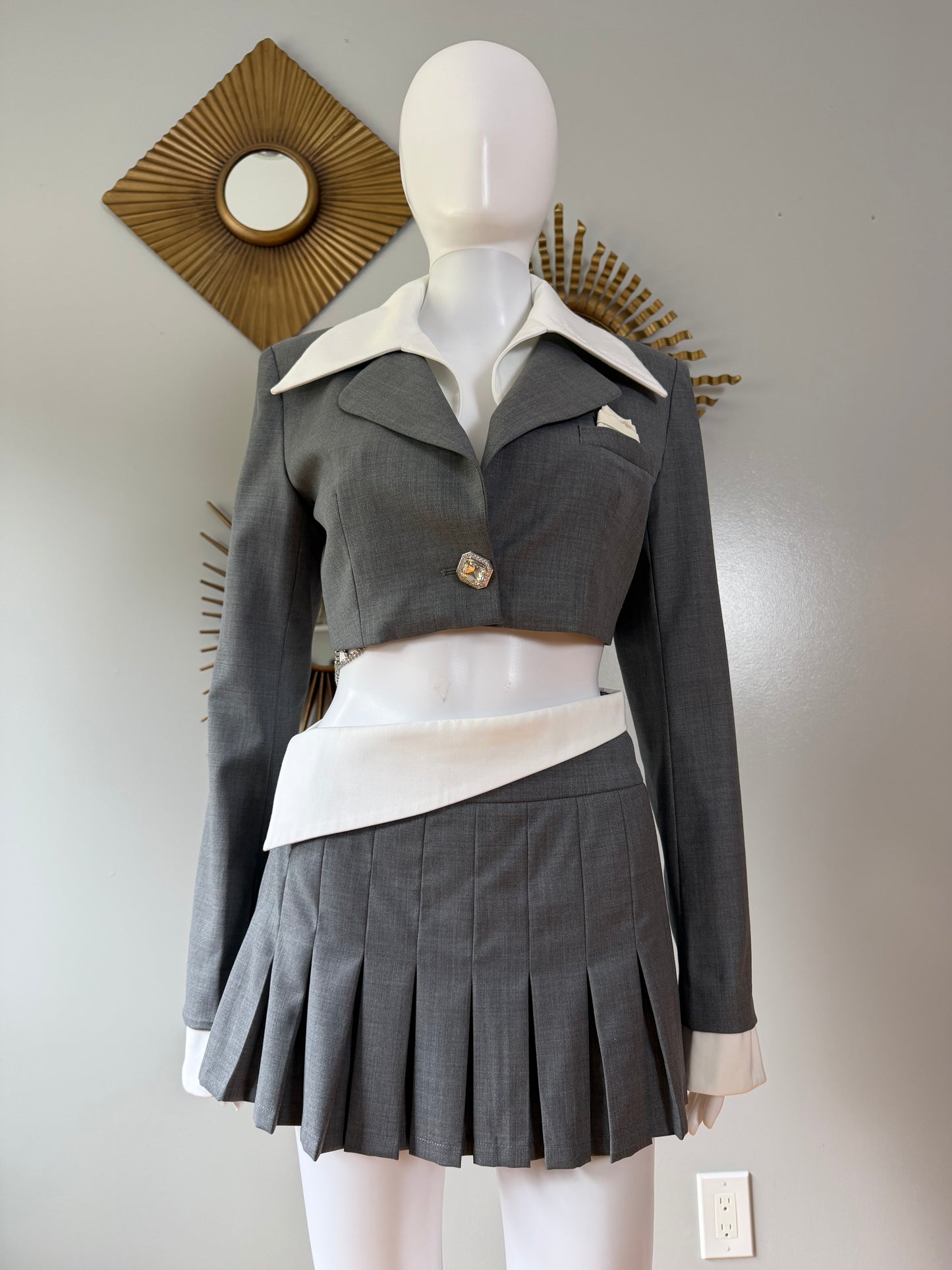 Nana Jacqueline - Grey Charloteen Jacket & Harper Skirt Set