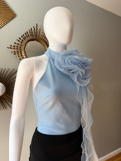 Karen Millen - Blue Tulle Rosette Bodysuit