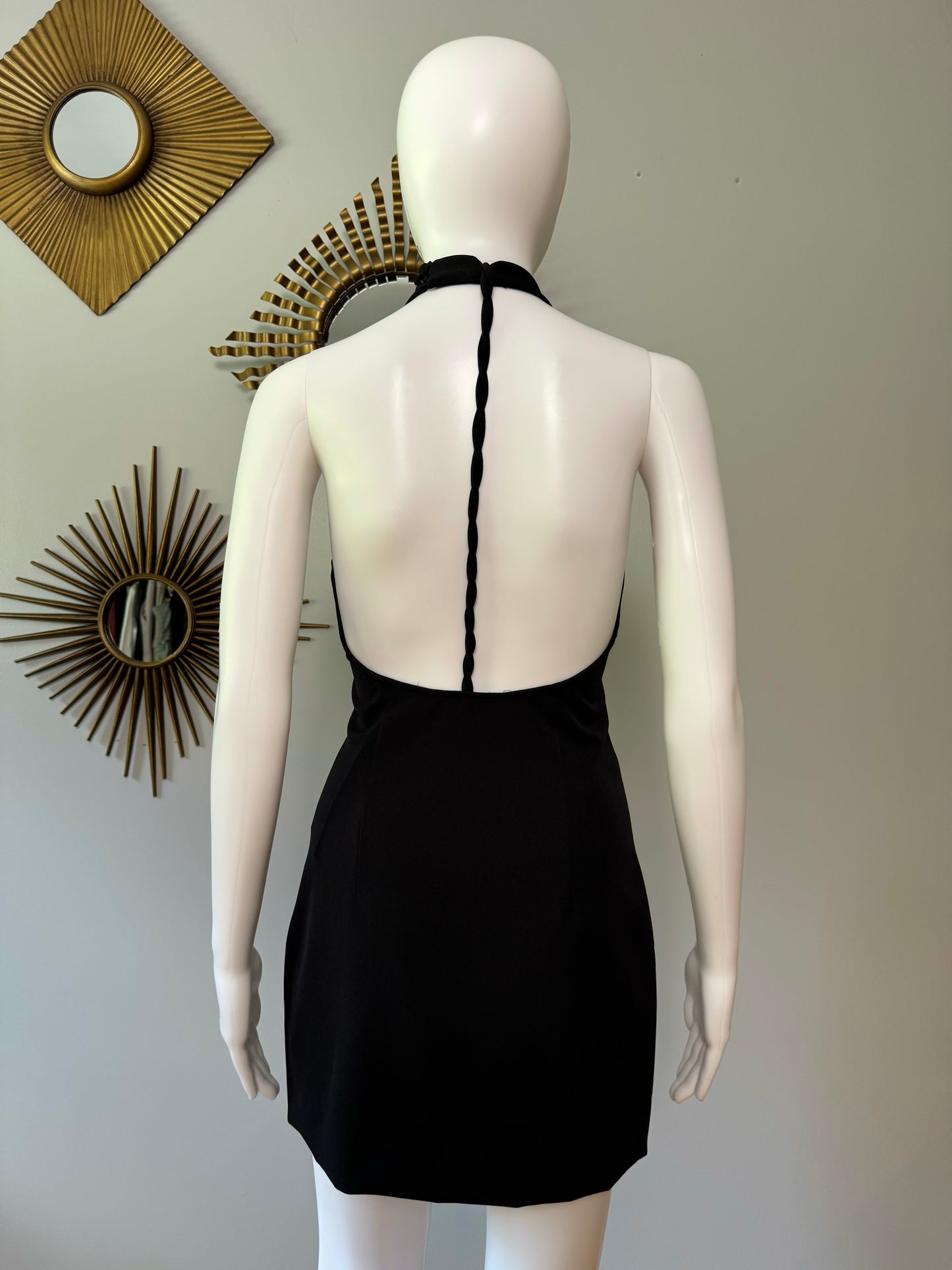 ZARA - Black Halter Mini Dress W/ Braided Open Back