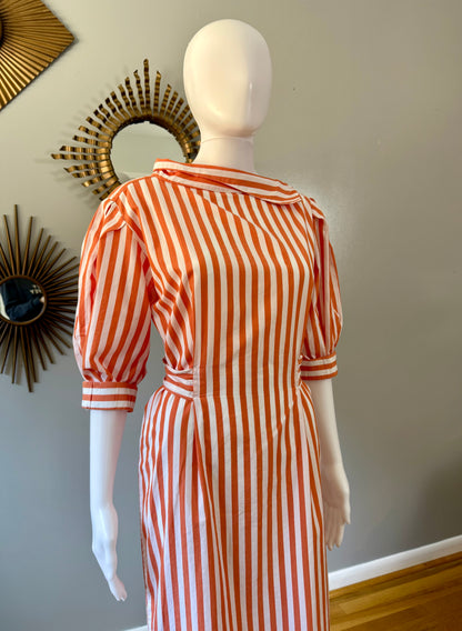 ZARA - Orange Stripes Midi Dress