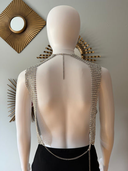 House of Harlow 1960 - Silver Rhinestone Embellished Crop Top