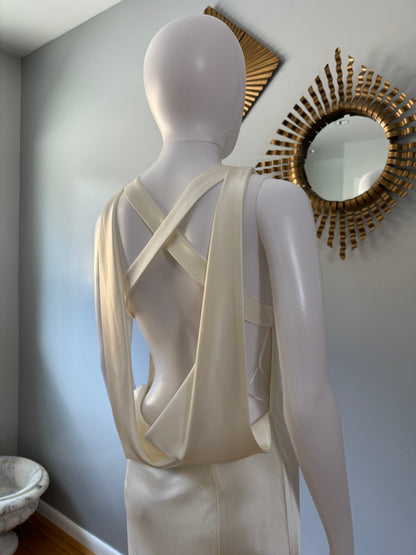 A.B.S by Allen Schwartz - Ivory Gown w/ Open Back-Chic Couture Closet ATL 