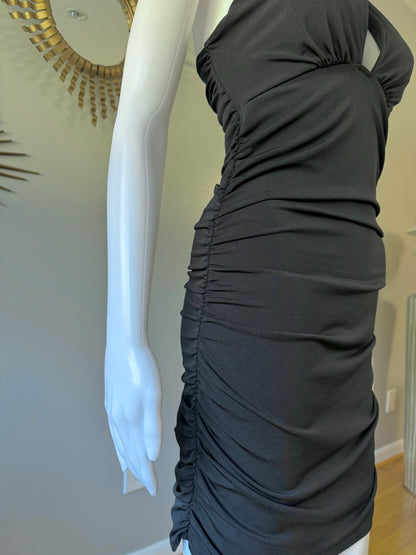 MANGO - Vestido de cóctel Pita negro con rosetón