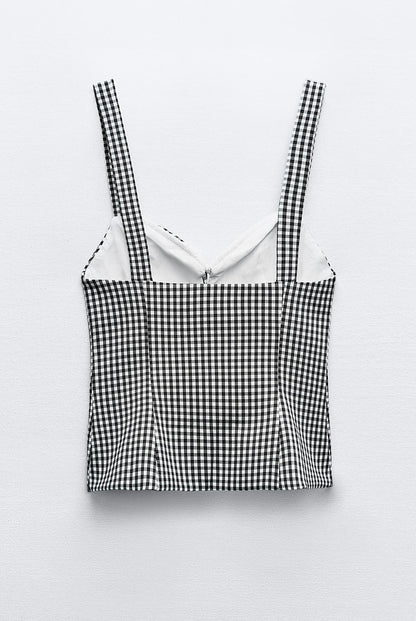 ZARA - Black Gingham Corset Top